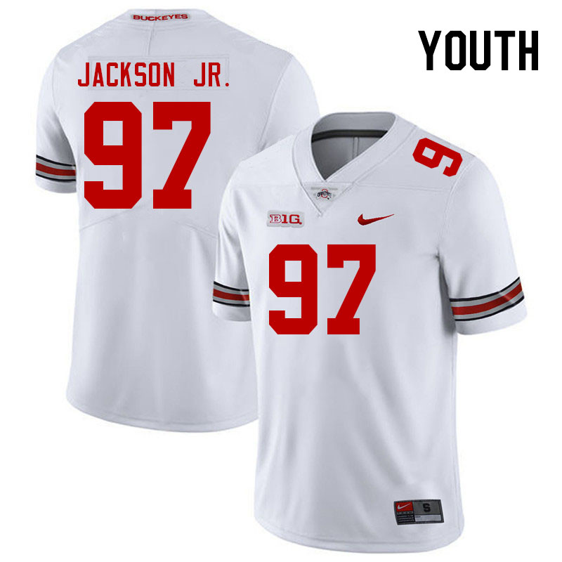 Youth #97 Kenyatta Jackson Jr. Ohio State Buckeyes College Football Jerseys Stitched Sale-White
